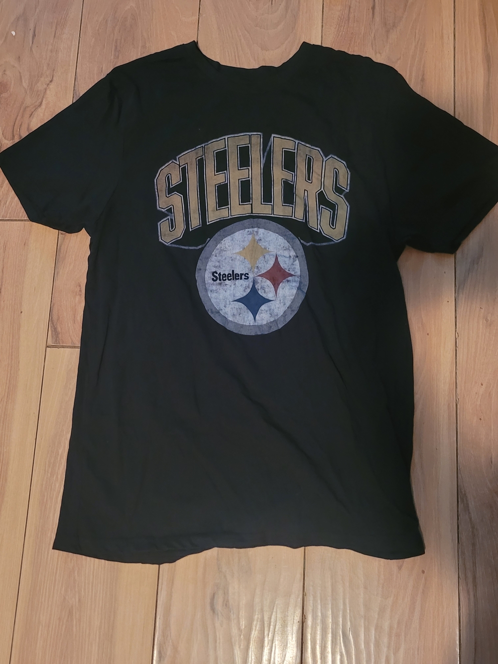 Black Steelers Graphic Short Sleeve Tee Faded logo Style